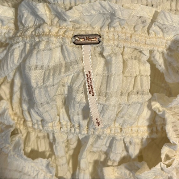 Free People Hailey Cotton Shadow-Striped Crop Top Blouse Size Small Ruffles - Picture 7 of 8